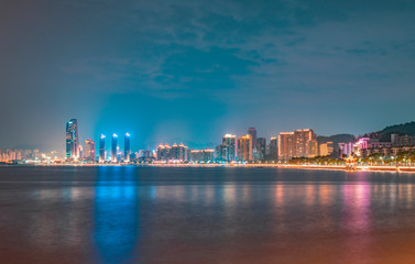 Fototapeta na wymiar City view of couple's South Road in Zhuhai, Guangdong Province, China