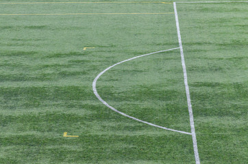 Fototapeta premium Detail of an artificial grass soccer field. Portugal. 