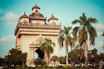 Fototapeta na wymiar Patuxay ( Victory Gate ) Monument in Vientiane, Laos.