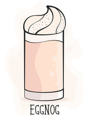 Illustration For Printing Eggnog Cup Festive Cocktail For Kids And Adults