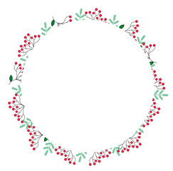 frame new year circl Christmas tree  red green Christmas