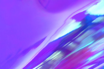 Abstract trendy holographic background in 80s style. Blurred texture in violet, pink and mint...