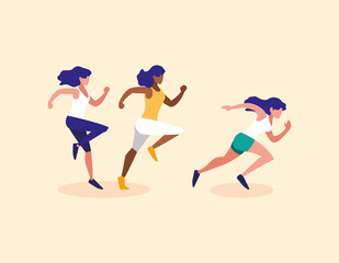 Women running vector design