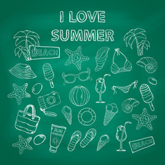 Scrap set I love summer on blackboard