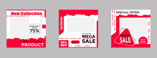 Editable social media post templates, Instagram story collections, social networking frames, layout designs, Mock-ups for marketing promotions, covers, banners, backgrounds, square puzzles. vector