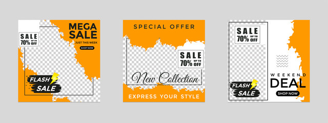 Editable social media post templates, Instagram story collections, social networking frames, layout designs, Mock-ups for marketing promotions, covers, banners, backgrounds, square puzzles. vector