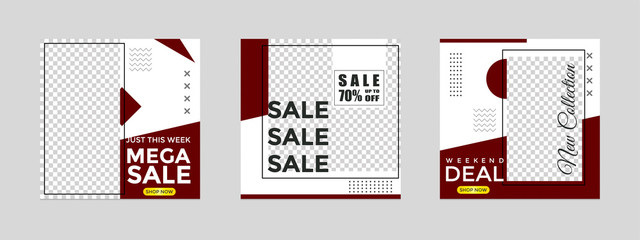 Editable social media post templates, Instagram story collections, social networking frames, layout designs, Mock-up for marketing promotions, covers, banners, backgrounds, square puzzles. vector