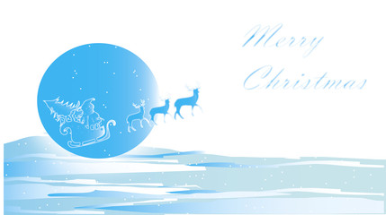 Print. New Year and Christmas background. Holiday backgrounds, Christmas composition Santa Claus and winter landscape, free space for text