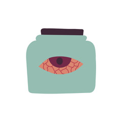 Magic cartoon bottle of eye potion. Vector illustrations of magic elixir in flat style