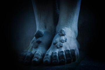 Fragment of antique statue of death and crucifixion of Jesus of Nazareth - Jesus Christ