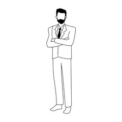 avatar businessman standing icon, flat design
