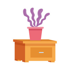 nightstand with decorative plant icon