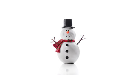 Snowman toy isolated on white background