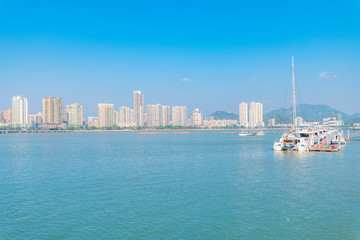 City view of Beaver Island on Couple Road in Zhuhai City, Guangdong Province