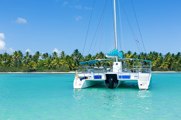 Catamaran sailing in Caribbean sea