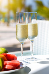 Champagne flute glasses, holiday luxury lifestyle
