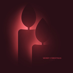 Silhouettes two candles in paper cut trendy craft cartoon style. Christmas, new year modern design for advertising, branding background greeting card, cover, poster, banner. Vector illustration.