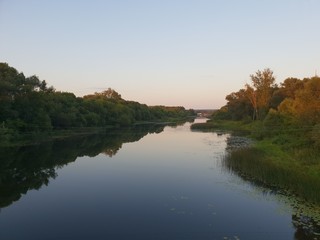 Fototapeta na wymiar River view at sunset