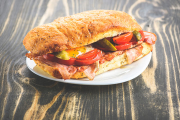 a simple sandwich with bacon