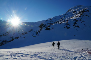 Back country skiing at Brewster hut