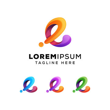 modern letter E abstract logo template, colorful, letter e logo