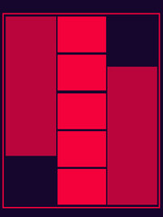 Red and square borders template arranged in dark red sequence and blue background