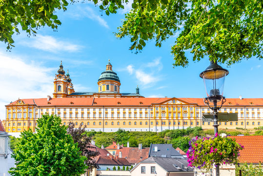 Melk Abbey, German: Stift Melk. Benedictine abbey above the town of Melk in Lower Austria, Austria