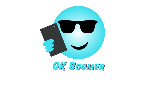 Selfie face emoji with OK Boomer text, generation | WallsHeaven