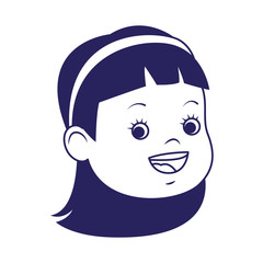 cartoon girl with headband icon, flat design