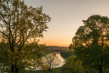 Fototapeta na wymiar spring sunset in the park 