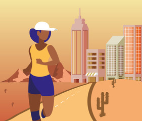 Woman running outside vector design