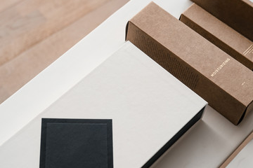 Craft paper cosmetic boxes, packaging mockup