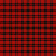 Christmas and new year tartan plaid. Scottish pattern in black, red and white cage. Scottish cage. Traditional Scottish checkered background. Seamless fabric texture. Vector illustration