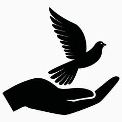 caring pigeon love hand symbol