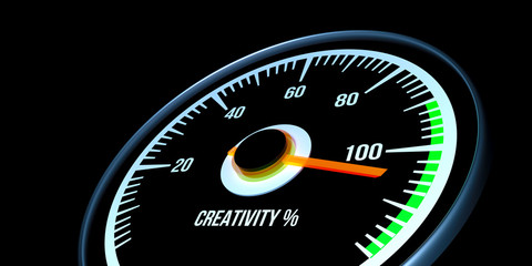 Creativity Level Meter on 100 % extremely detailed and realistic high resolution 3d illustration