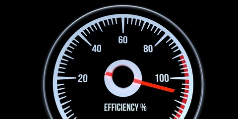 Efficiency Level Meter on 100% extremely detailed and realistic high resolution 3d illustration