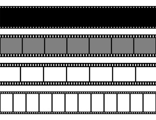 Film strips collection. Cinema or photo tape, strip. Vector illustration.