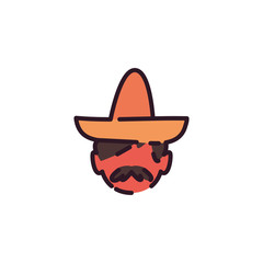 Isolated mexican man with hat vector design