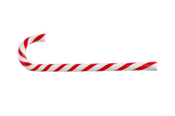 Fototapeta premium Candy cane on white background, top view. Traditional Christmas treat