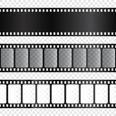Film strips collection. Cinema or photo tape, strip. Vector illustration.