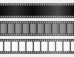 Obraz premium Film strips collection. Cinema or photo tape, strip. Vector illustration.