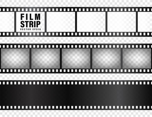 Film strips collection. Cinema or photo tape, strip. Vector illustration.