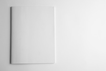 Blank book on white background, top view. Mock up for design