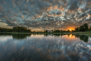 Fototapeta premium sunset over lake