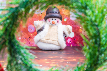 Christmas holiday background concept with toys, decorations, ornaments