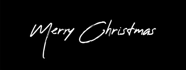 Merry christmas text sign. Calligraphy type, hand drawn style.