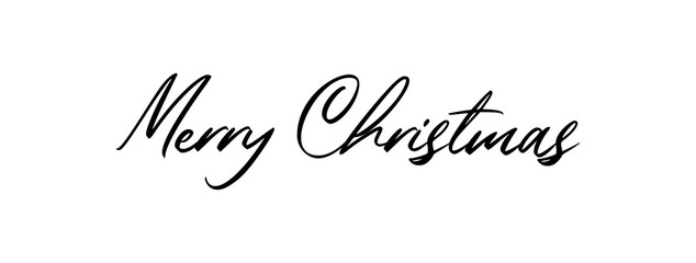 Merry christmas text sign. Calligraphy type, hand drawn style.