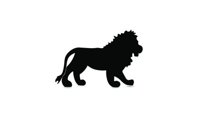 Lion black silhouette on a white background