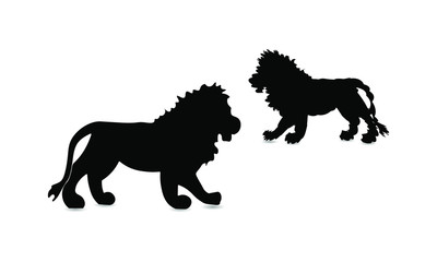 Lion black silhouette on a white background