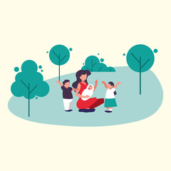 Family members outside vector design